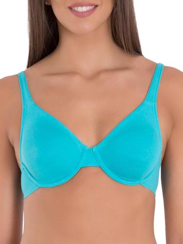 blue cotton plunge bra - 15124196 - Very Small Image - 1