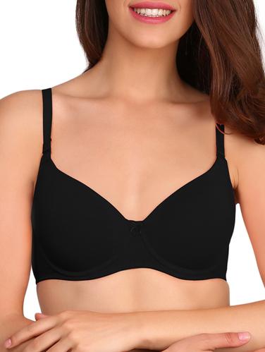 solid black cotton t-shirt bra - 15124199 - Very Small Image - 1