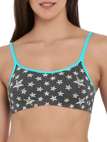 grey printed cotton bra - 15124286 - Very Small Image - 1