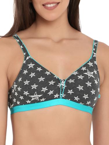 grey printed cotton bra - 15124290 - Very Small Image - 1