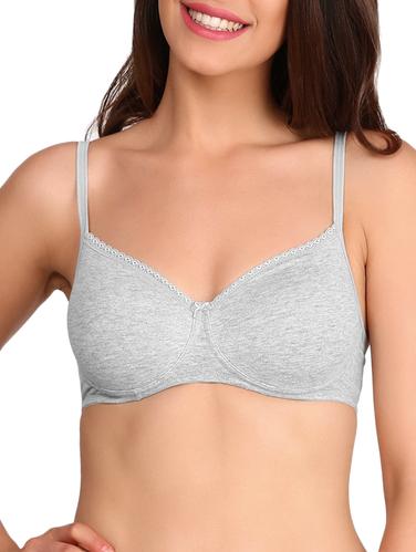 solid grey cotton t-shirt bra - 15124297 - Very Small Image - 1