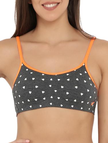 grey cotton plunge bra - 15124303 - Very Small Image - 1