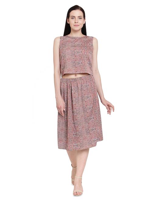 red printed crepe a-line set - 15124378 - Standard Image - 1