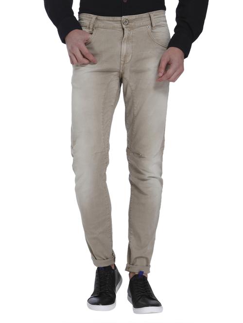 beige cotton washed jeans - 15124449 - Standard Image - 1