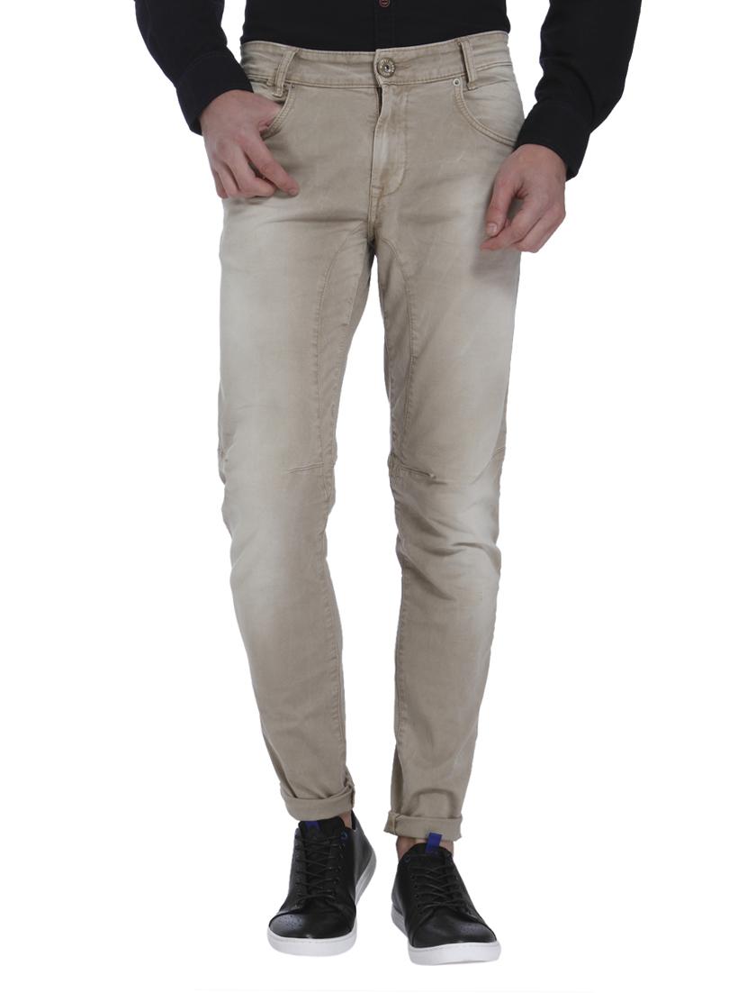 beige cotton washed jeans - 15124449 - Zoom Image - 1