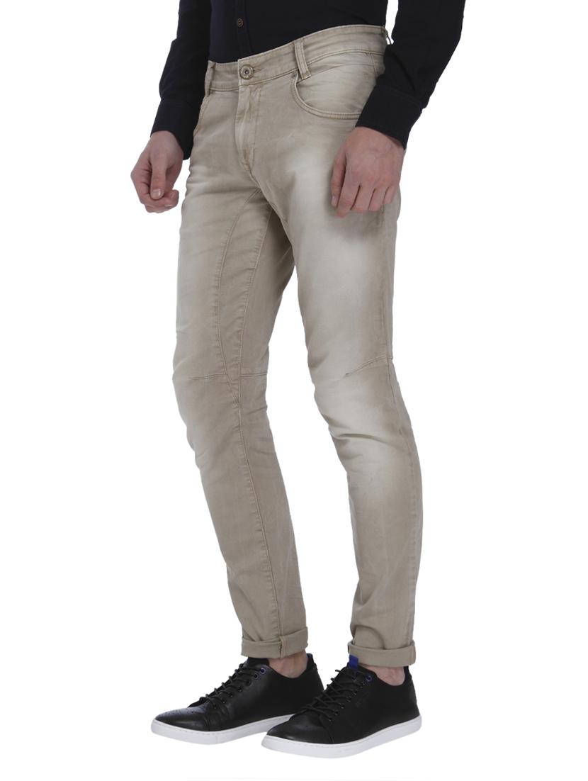 beige cotton washed jeans - 15124449 - Zoom Image - 2