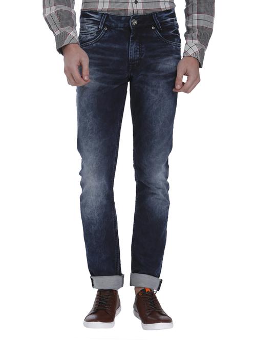navy blue cotton washed jeans - 15124482 - Standard Image - 1