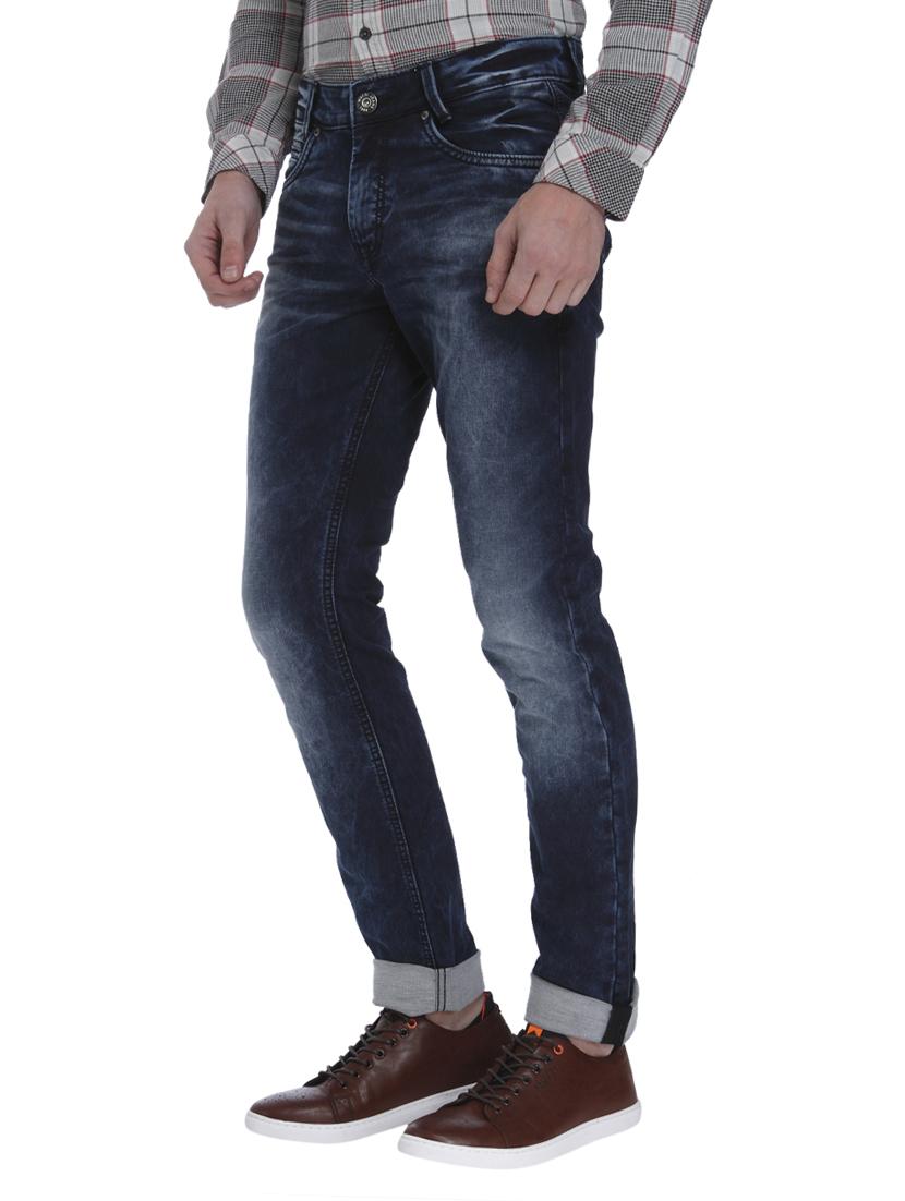 navy blue cotton washed jeans - 15124482 - Zoom Image - 2