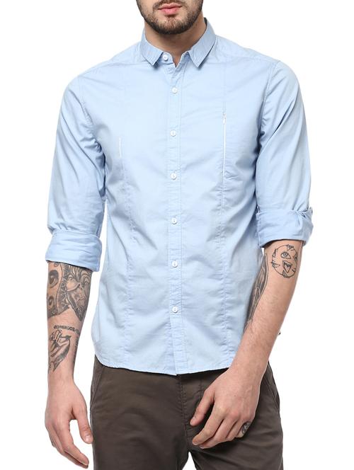 blue cotton casual shirt - 15124646 - Standard Image - 1