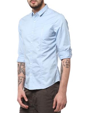 blue cotton casual shirt - 15124646 - Standard Image - 2
