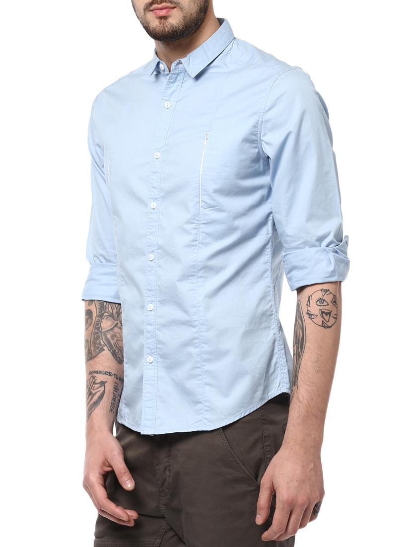 blue cotton casual shirt - 15124646 - Zoom Image - 2