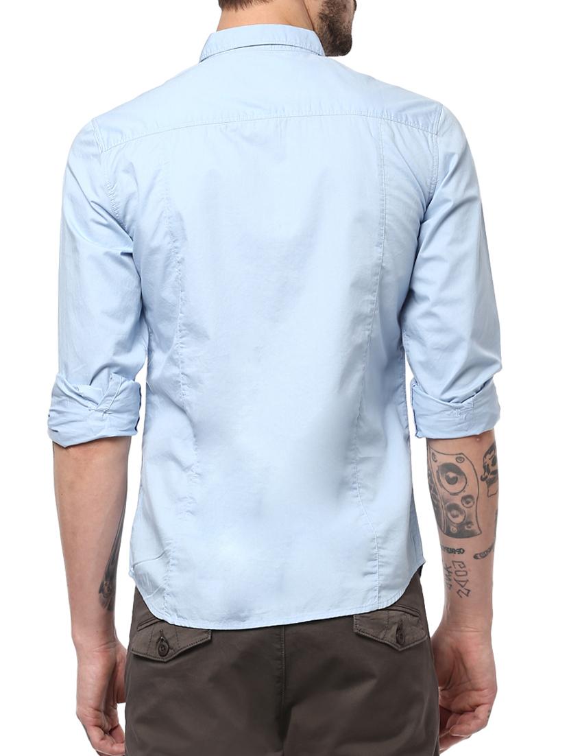 blue cotton casual shirt - 15124646 - Zoom Image - 3