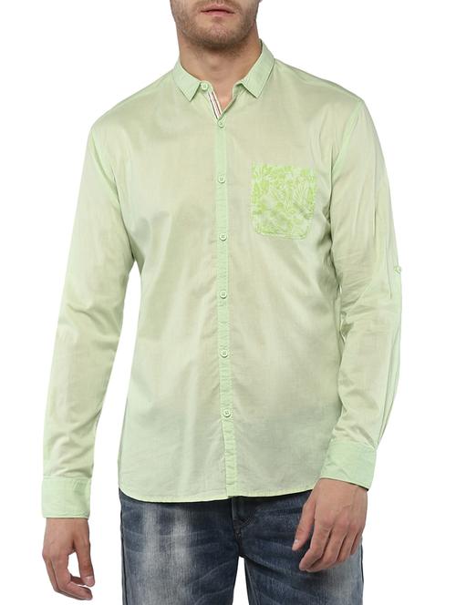 green cotton casual shirt - 15124648 - Standard Image - 1