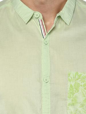 green cotton casual shirt - 15124648 - Standard Image - 4