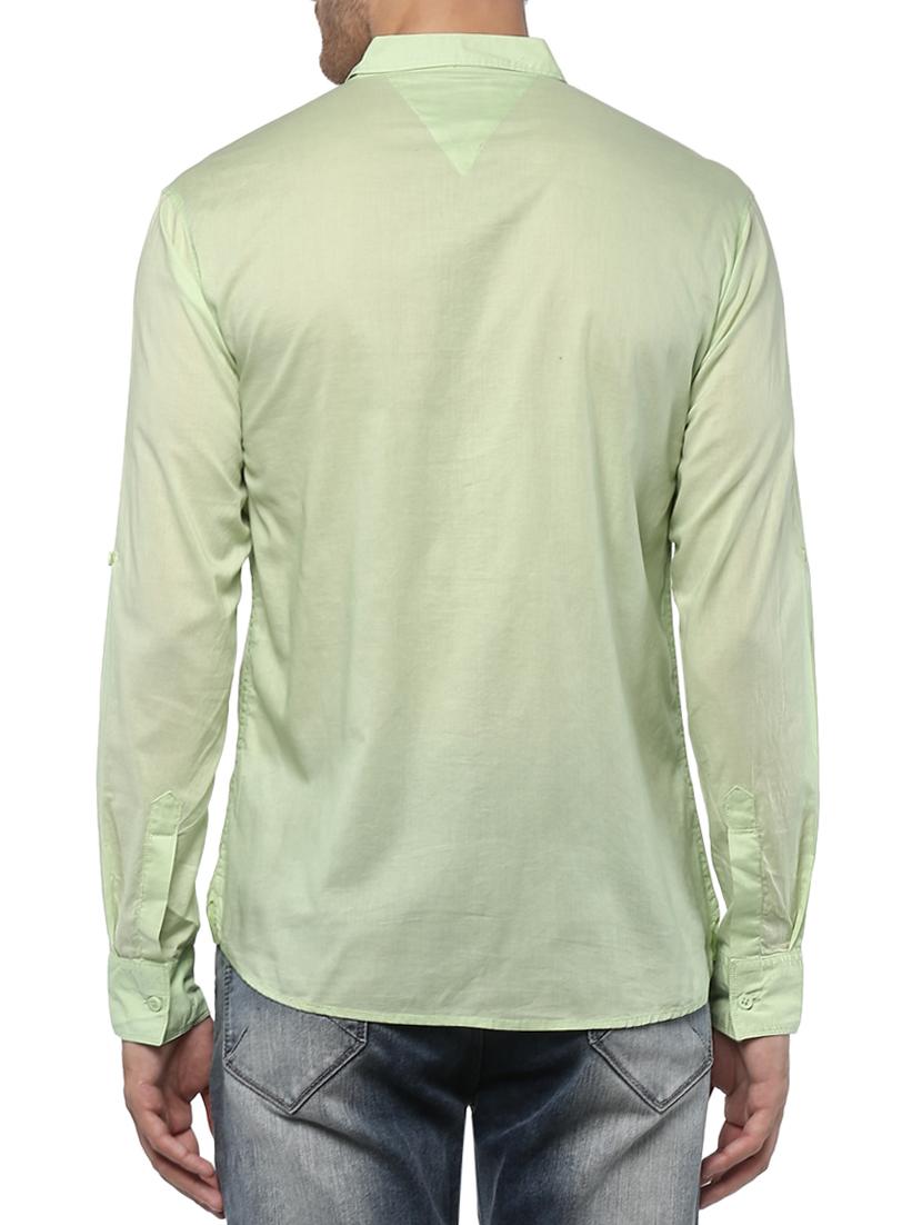 green cotton casual shirt - 15124648 - Zoom Image - 3