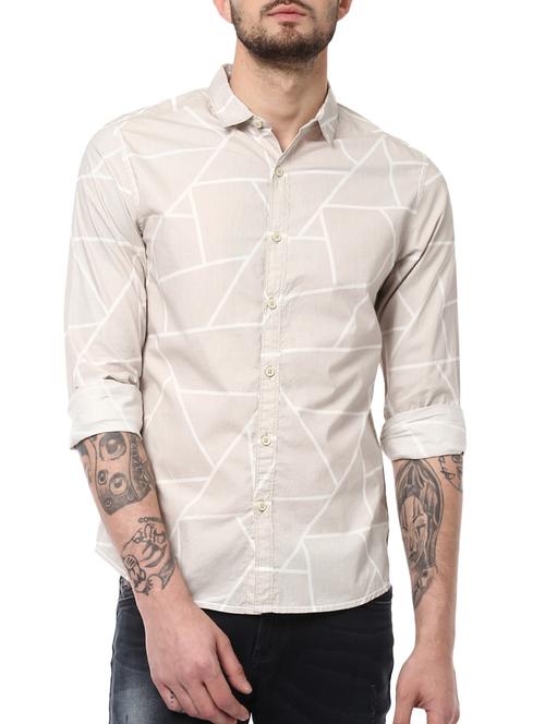 beige cotton casual shirt - 15124671 - Standard Image - 1