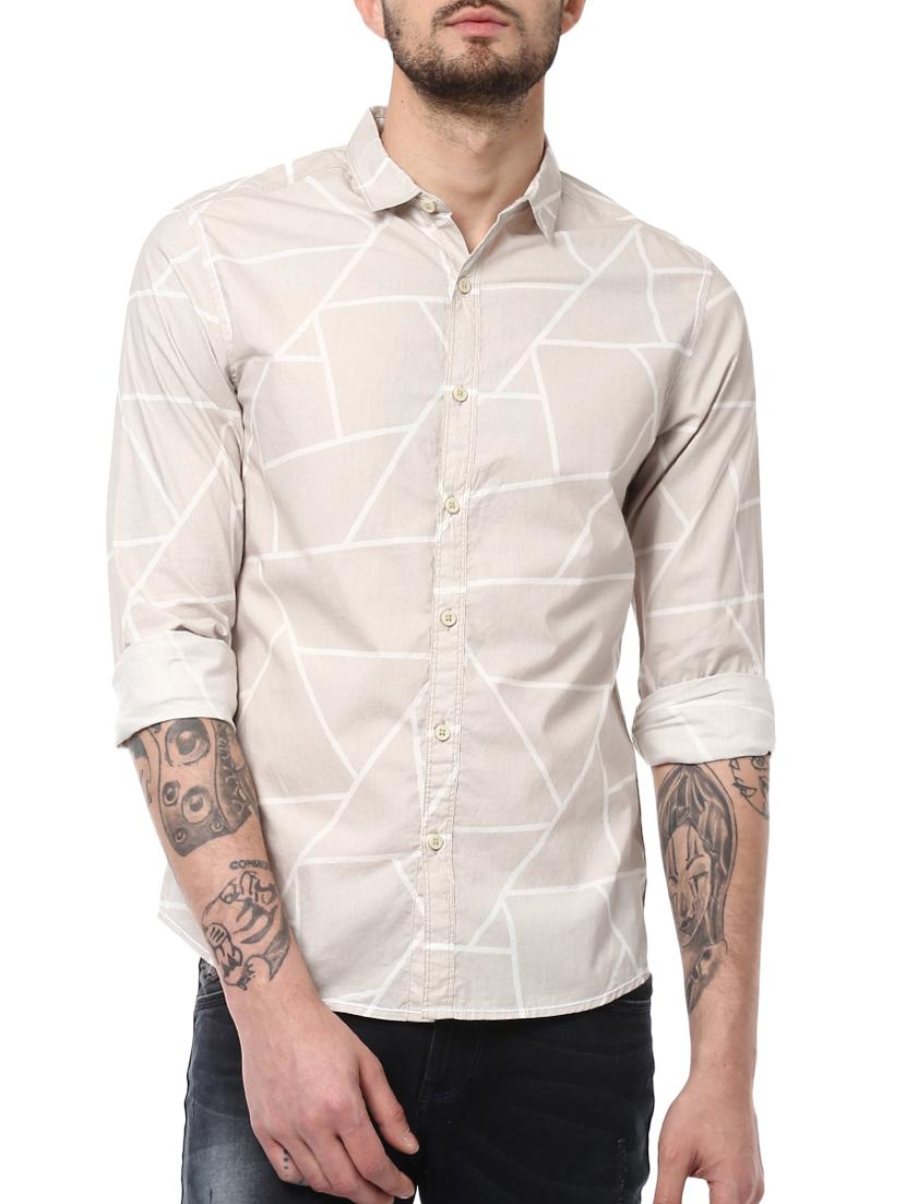 beige cotton casual shirt - 15124671 - Zoom Image - 1