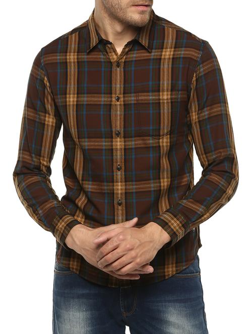 brown cotton casual shirt - 15124675 - Standard Image - 1