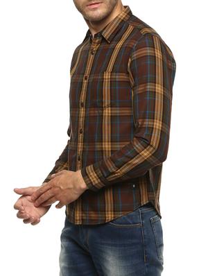 brown cotton casual shirt - 15124675 - Standard Image - 2