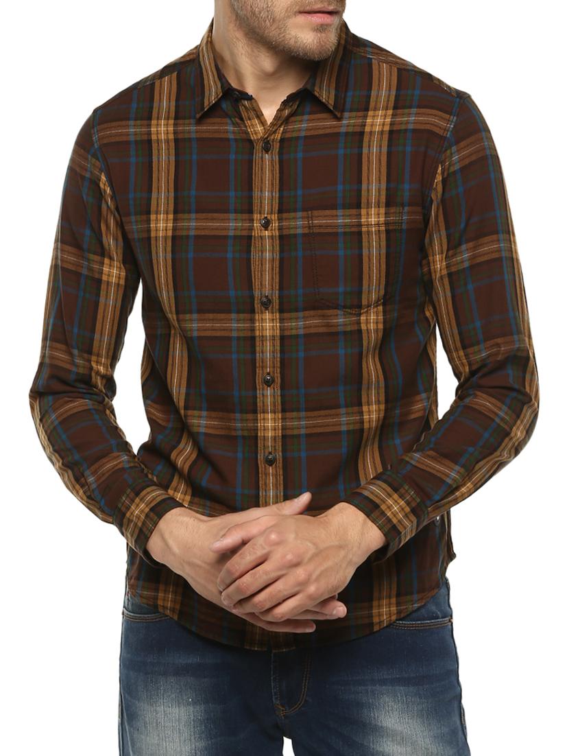 brown cotton casual shirt - 15124675 - Zoom Image - 1