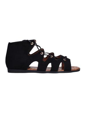 black suede laceup sandals - 15124813 - Standard Image - 2