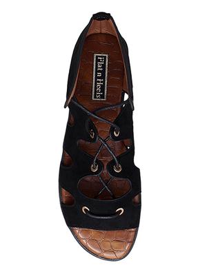 black suede laceup sandals - 15124813 - Standard Image - 4