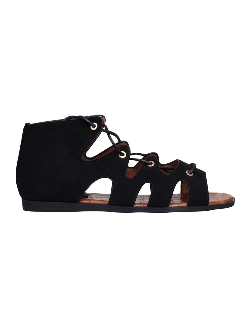 black suede laceup sandals - 15124813 - Zoom Image - 2
