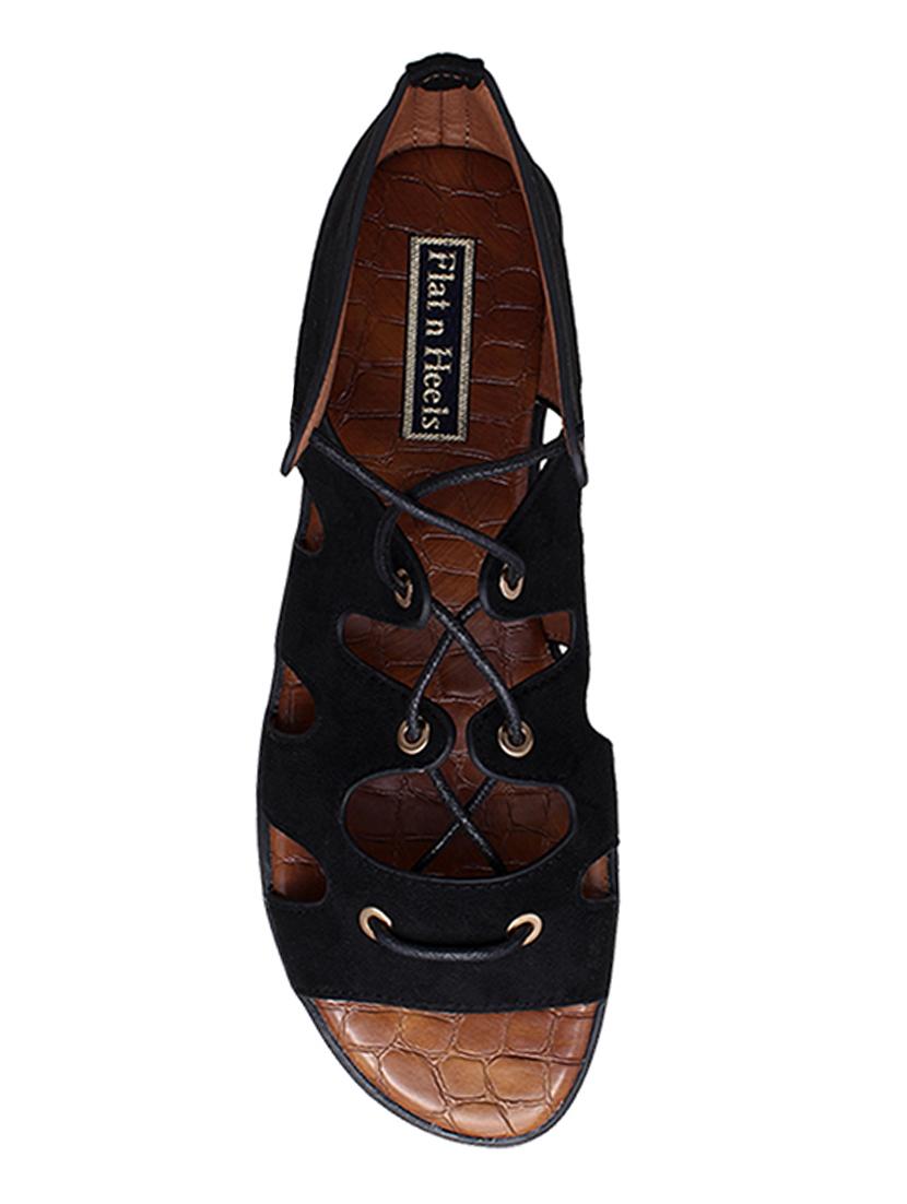 black suede laceup sandals - 15124813 - Zoom Image - 4