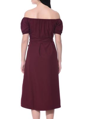 maroon solid off shoulder dress - 15125503 - Standard Image - 3