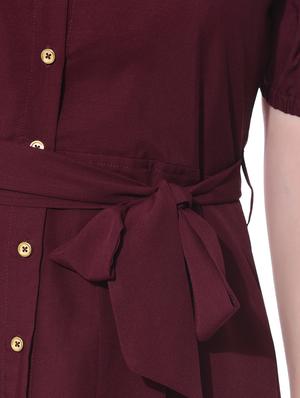 maroon solid off shoulder dress - 15125503 - Standard Image - 5