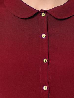 maroon solid crepe a-line dress - 15125508 - Standard Image - 5