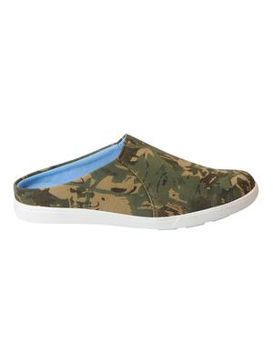 green canvas slip on mules - 15125845 - Standard Image - 2