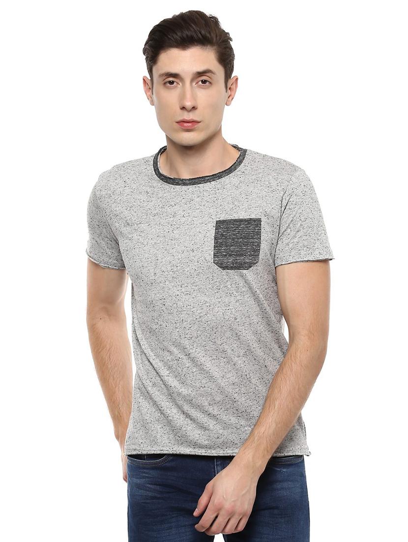 grey cotton blend pocket t-shirt - 15126416 - Zoom Image - 1