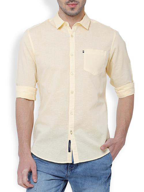 yellow cotton casual shirt - 15127115 - Very Small Image - 1