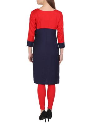 blue rayon straight kurta - 15128092 - Standard Image - 3