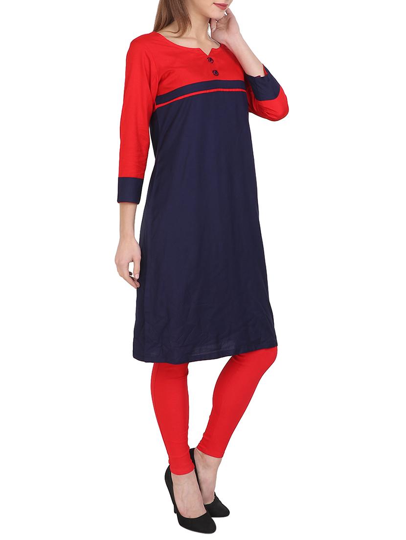 blue rayon straight kurta - 15128092 - Zoom Image - 2