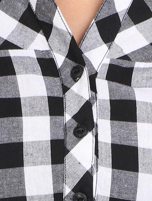 white cotton straight checks kurta - 15128095 - Standard Image - 4