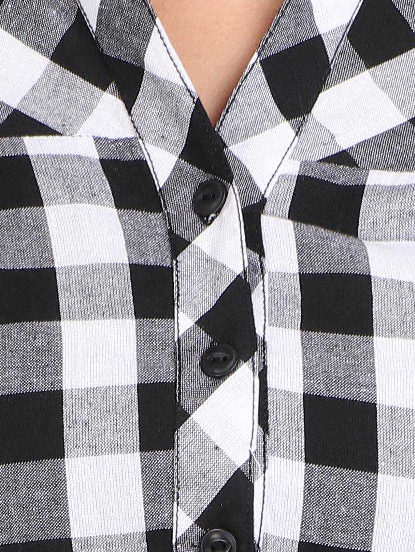 white cotton straight checks kurta - 15128095 - Zoom Image - 4