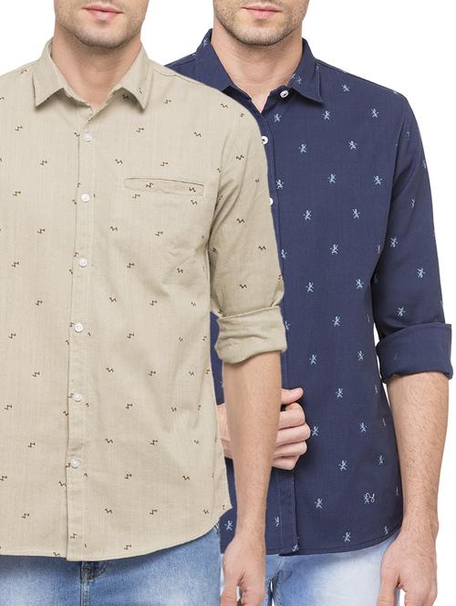 multi colored cotton casual shirt ( set of 2) - 15128270 - Very Small Image - 1