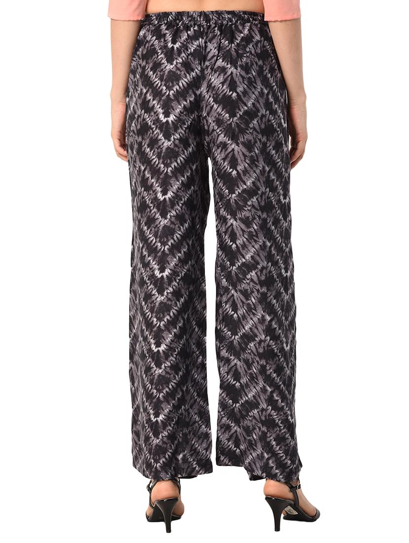 black printed rayon palazzo - 15128325 - Zoom Image - 3