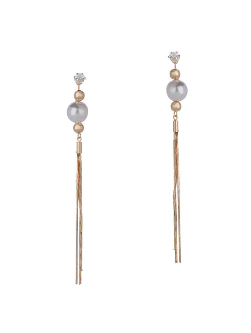 gold metal drop earring - 15128849 - Zoom Image - 2