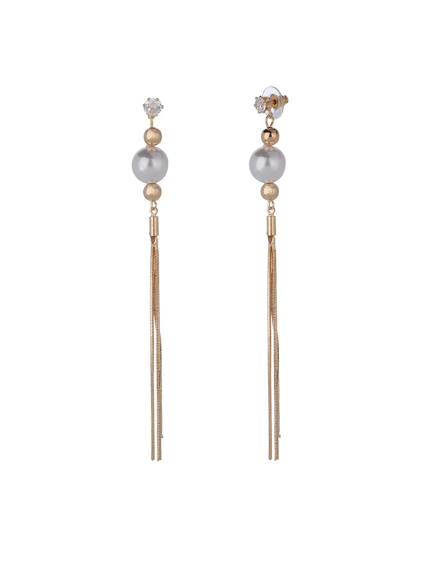 gold metal drop earring - 15128849 - Zoom Image - 3