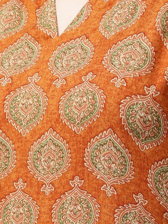 mustard rayon printed straight kurta withtrouser - 15129040 - Zoom Image - 4