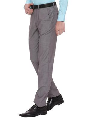 grey polyester blend flat front formal trouser - 15131199 - Standard Image - 2