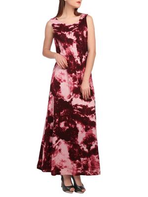maroon printed maxi dress - 15132432 - Standard Image - 2