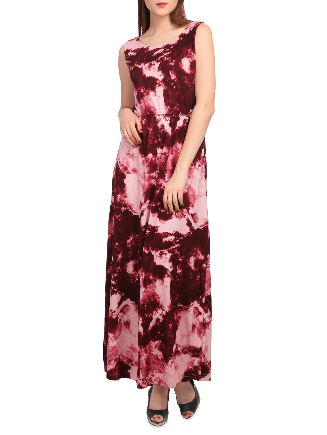 maroon printed maxi dress - 15132432 - Zoom Image - 1