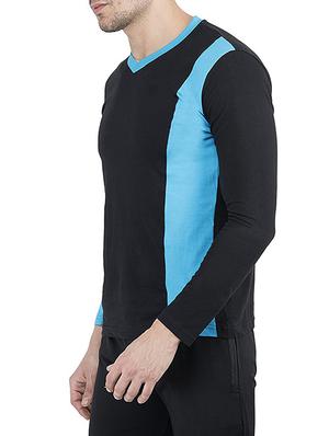 black cotton color block cut & sew t-shirt - 15135350 - Standard Image - 2