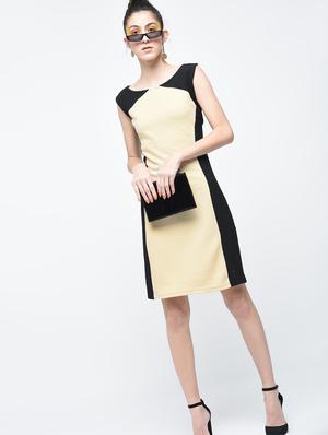 beige solid sheath dress - 15136248 - Standard Image - 4