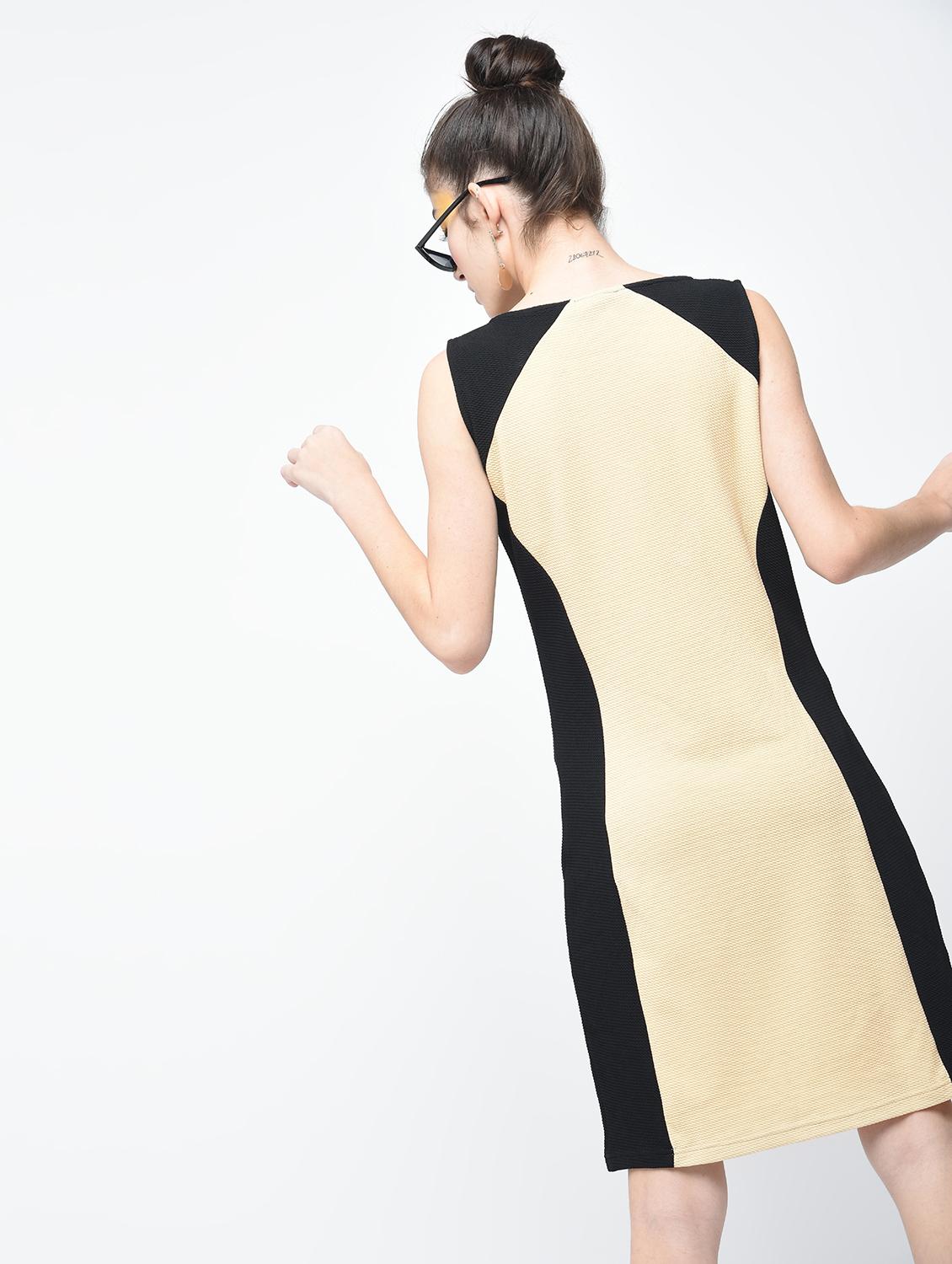 beige solid sheath dress - 15136248 - Zoom Image - 3