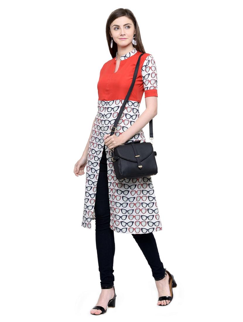white crepe a-line kurta - 15137049 - Zoom Image - 4